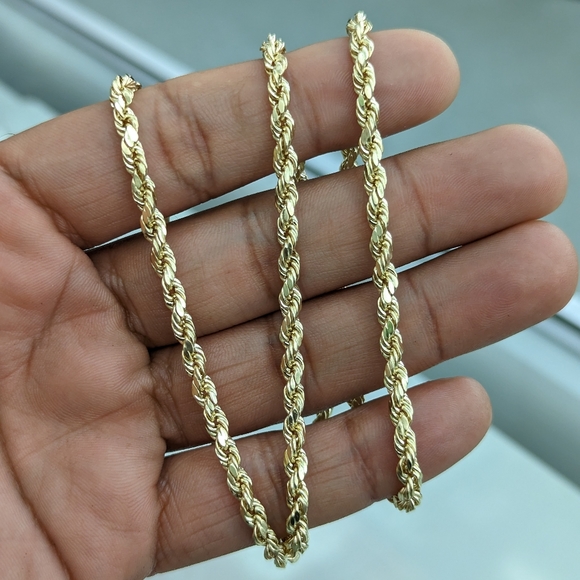 14kt Real Gold Rope Chain 4mm 22 inch - Picture 3 of 10